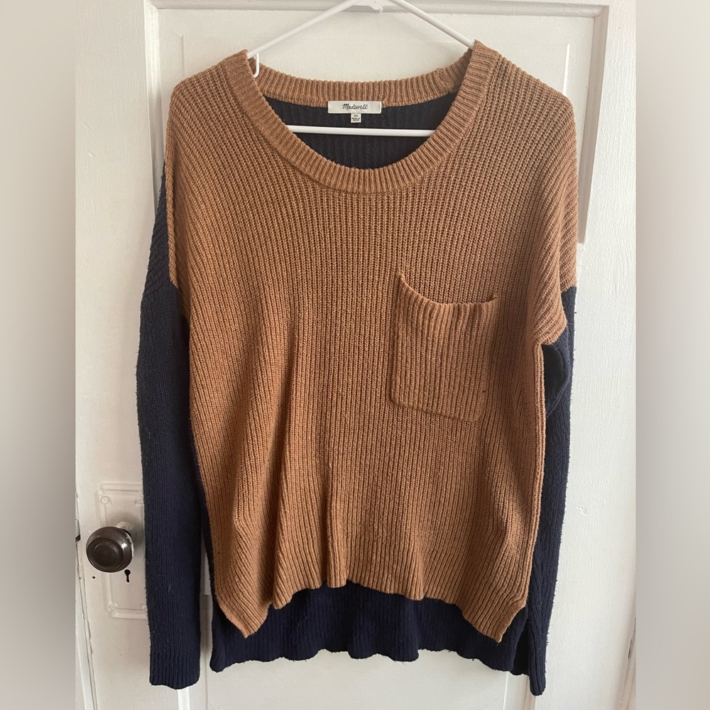Madewell XS Colorblock Thompson Pocket Pullover Sweater